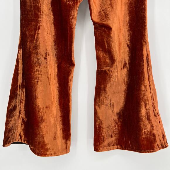 Ellery Cooly Chant Cropped Crushed-Velvet Flared Pants Copper Women's Size 8 - Picture 11 of 16